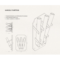 Karoga kāta turētājs 3-vietīgs (sienas)