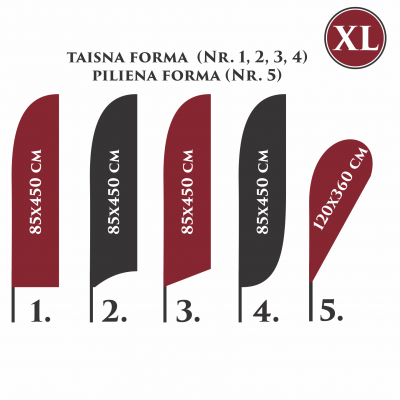 Pludmales karogs XL 85x450cm vai 120x360 cm