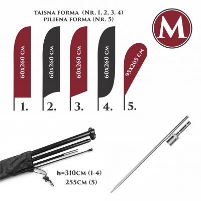 Pludmales karoga komplekts M ar zemes stieni
