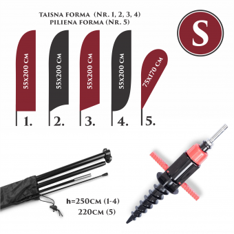 Pludmales karoga komplekts S ar zemes skrūvi