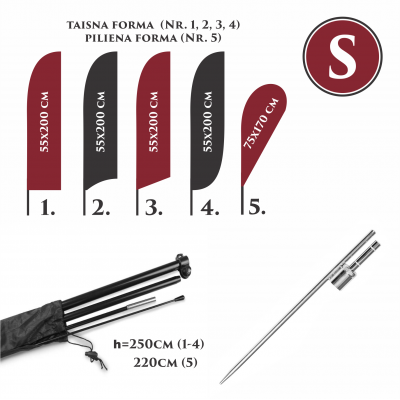 Pludmales karoga komplekts S ar zemes stieni