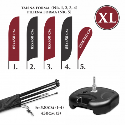 Pludmales karoga komplekts XL ar Ūdens pamatni 20L ar rotatoru